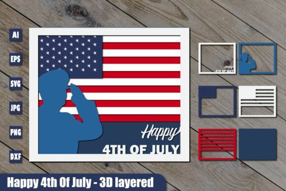 4th of July Soldier 3D SVG for Patriotic Craft Projects
