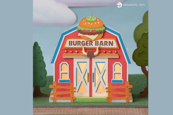 Burger Barn SVG: A Playful 3D SVG for Crafty 3D Houses Projects