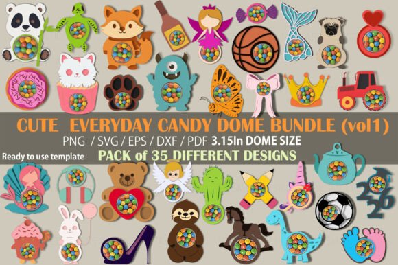 Cute Everyday Candy Dome 3D SVG Bundle for Digital Sellers