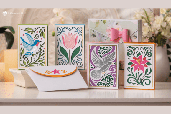 Fancy Flourish Cards 3D SVG for Spring: Elegant Greeting Designs for Digital Sellers