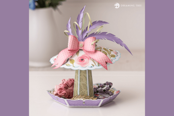 Fascinator Jewelry Tray SVG: 3D Elegance for Brand Centerpieces