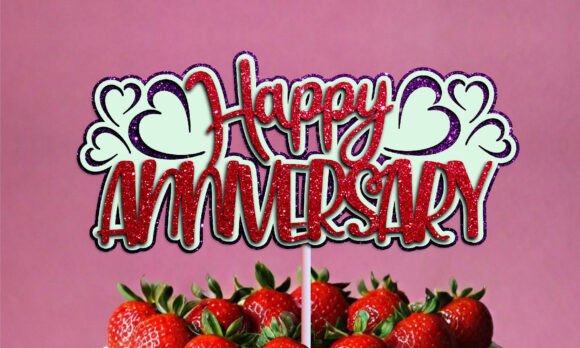 Happy Anniversary Hearts Cake Topper 3D SVG for Crafters & Etsy Sellers