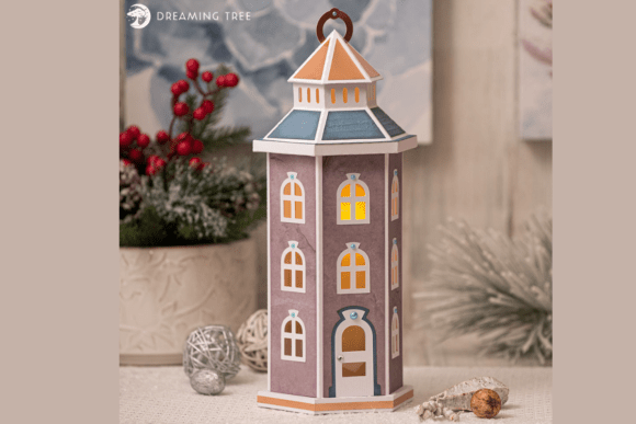 House Lantern Large SVG: A 3D Object Design for Cozy Craft Creations