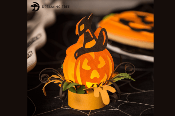 Jack-O-Lantern Tea Light 3D SVG for Halloween Branding