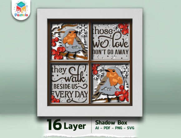 Robin Memorial Shadow Box SVG: A 3D Design for Emotional Branding in Other Niches