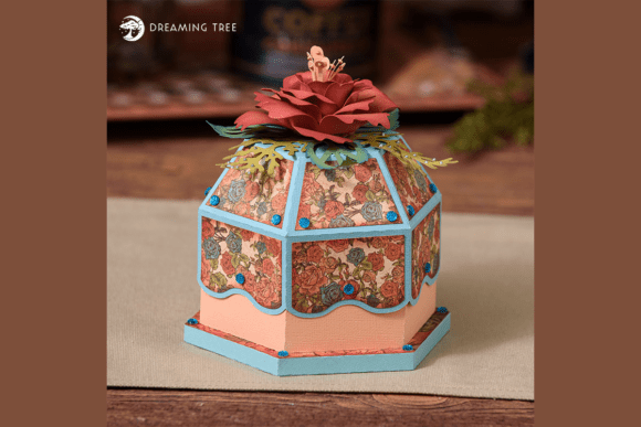 Rosey Gift Box SVG: Elegant 3D Floral Paper Craft for Gift Boxes and Content Design
