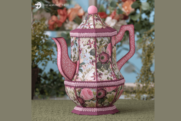Vintage Tea Pot 3D SVG for Centerpiece Branding